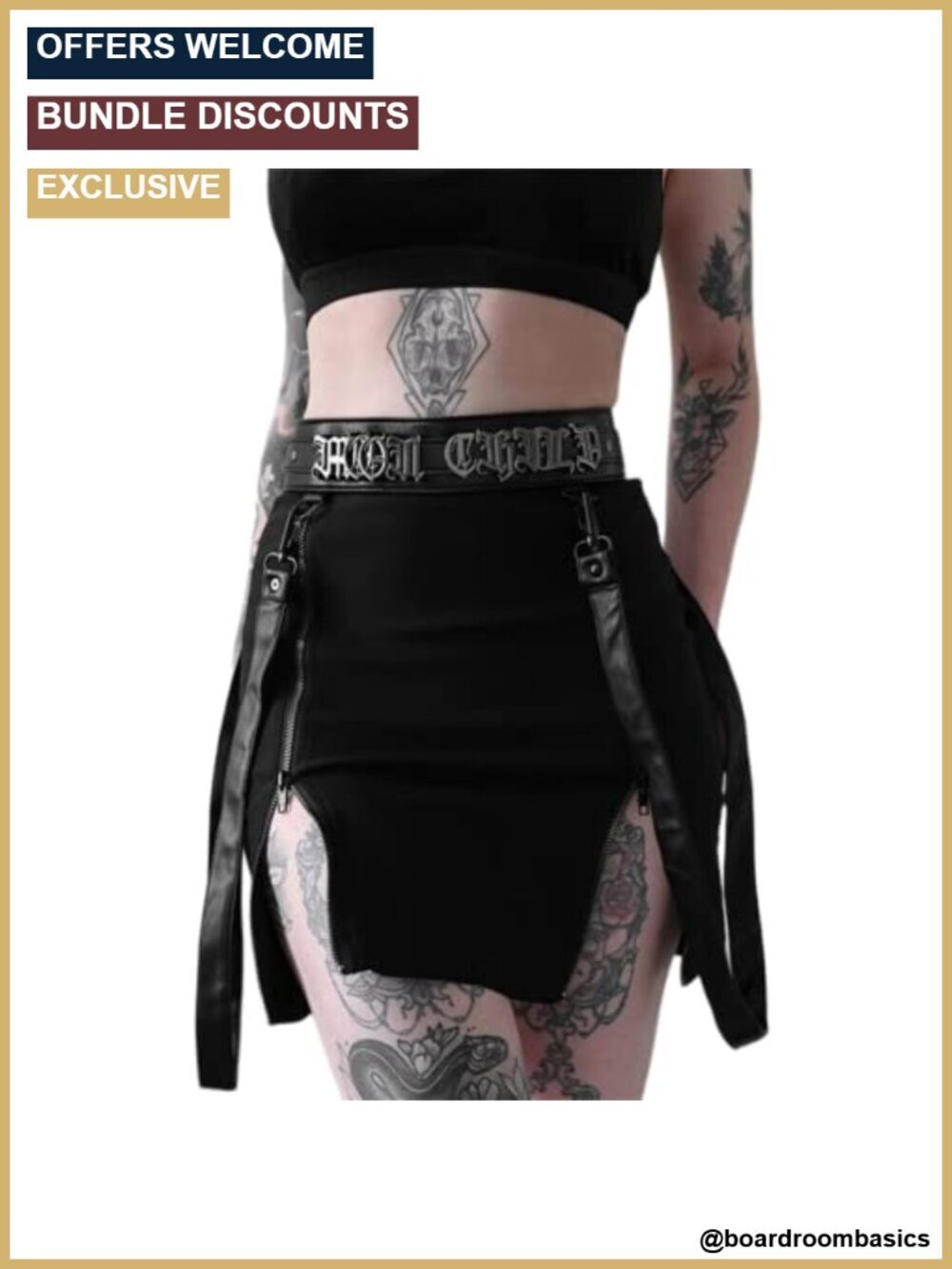 Gothic High Waisted Bodycon Mini Skirt with Double Split